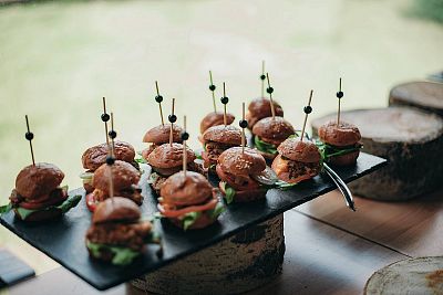 Food for the wedding reception for the newlyweds