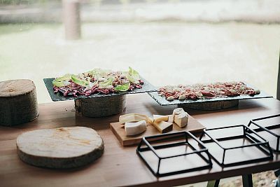 Food for the wedding reception for the newlyweds