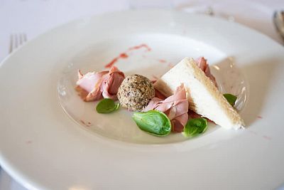Gourmet menu for the wedding reception for the newlyweds Trubačovi