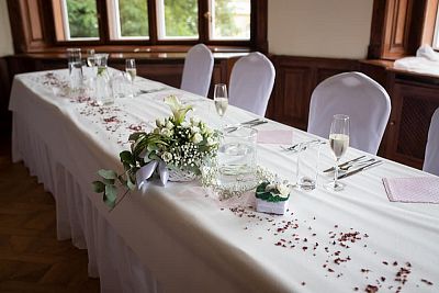 Gourmet menu for the wedding reception for the newlyweds Trubačovi